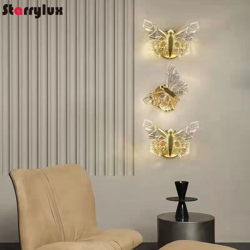 

Butterfly Wall Light Nordic Luxury Bedside Lamp Romantic Modern Corridor Decor Ambient Sconce