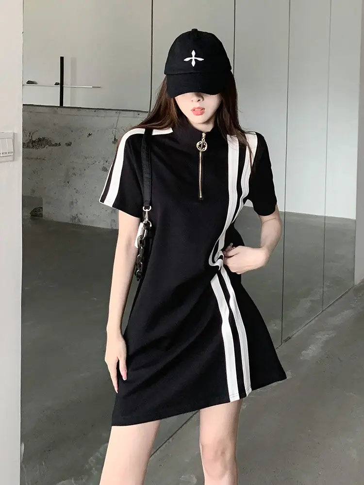 Summer Dresses For Women Pullovers Short Sleeve Dress Outerwear Vintage Oversized Sweatshirt Retro Y2k Skirts Ladies Dresses