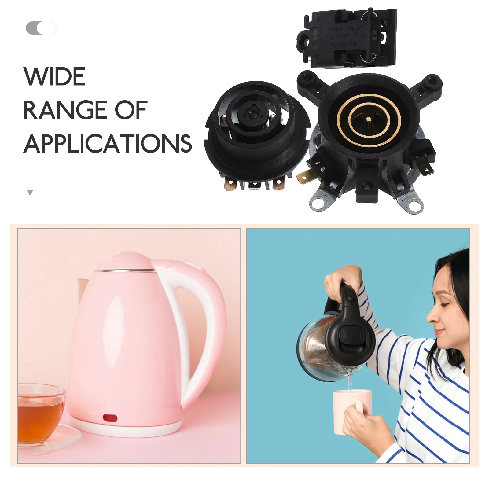 

2pcs Electric Kettle Accessories Quick Heating Coupler Temp Control Black Compatible Various Brands Models