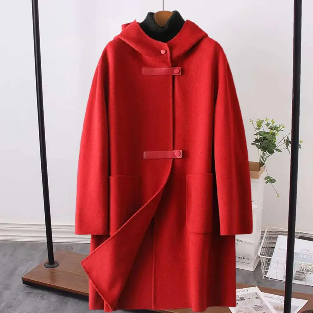 

Chic Casual Mid Length Lady Overcoat Single Side Cashmere Wool Lady Overcoat Cardigan Winter Coat for Dating