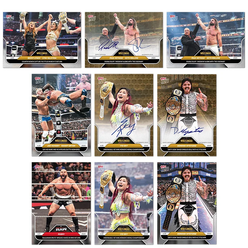 

Topps Now 2025 Iyo Sky Dominik Mysterio Seth Rollins Paul Heyman Rusev Becky Lynch Diy WWE Star Trading Cards Gift Collection