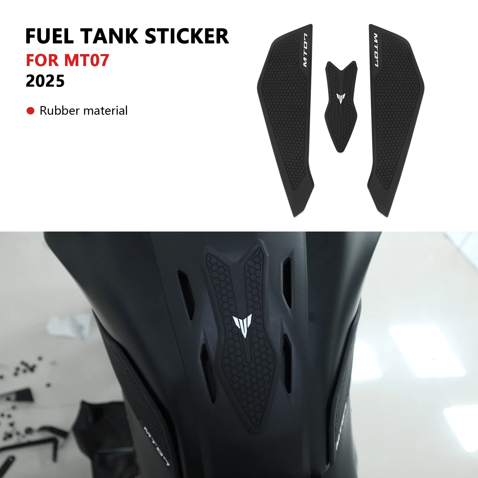 

For Motorcycle Rubber protector sticker decal fuel tank knee pad Non-slip Sticker Tank Pad MT-07 2025 MT 07 mt07 2025