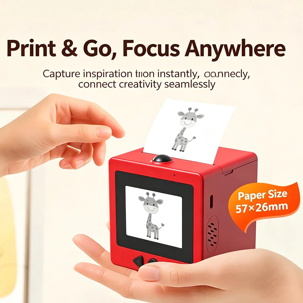 KEBIDUMEI AI Voice Control Mini Thermal Printer With HD Screen Portable DIY Sticker Printer Box Creative Gift For Kids Children