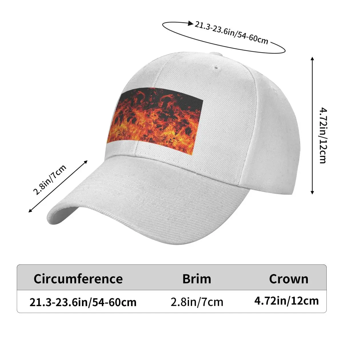 Flame Patterns Of Fury Cap Fashion Casual Baseball Caps Adjustable Hat Unisex Baseball Hats Customizable Polychromatic