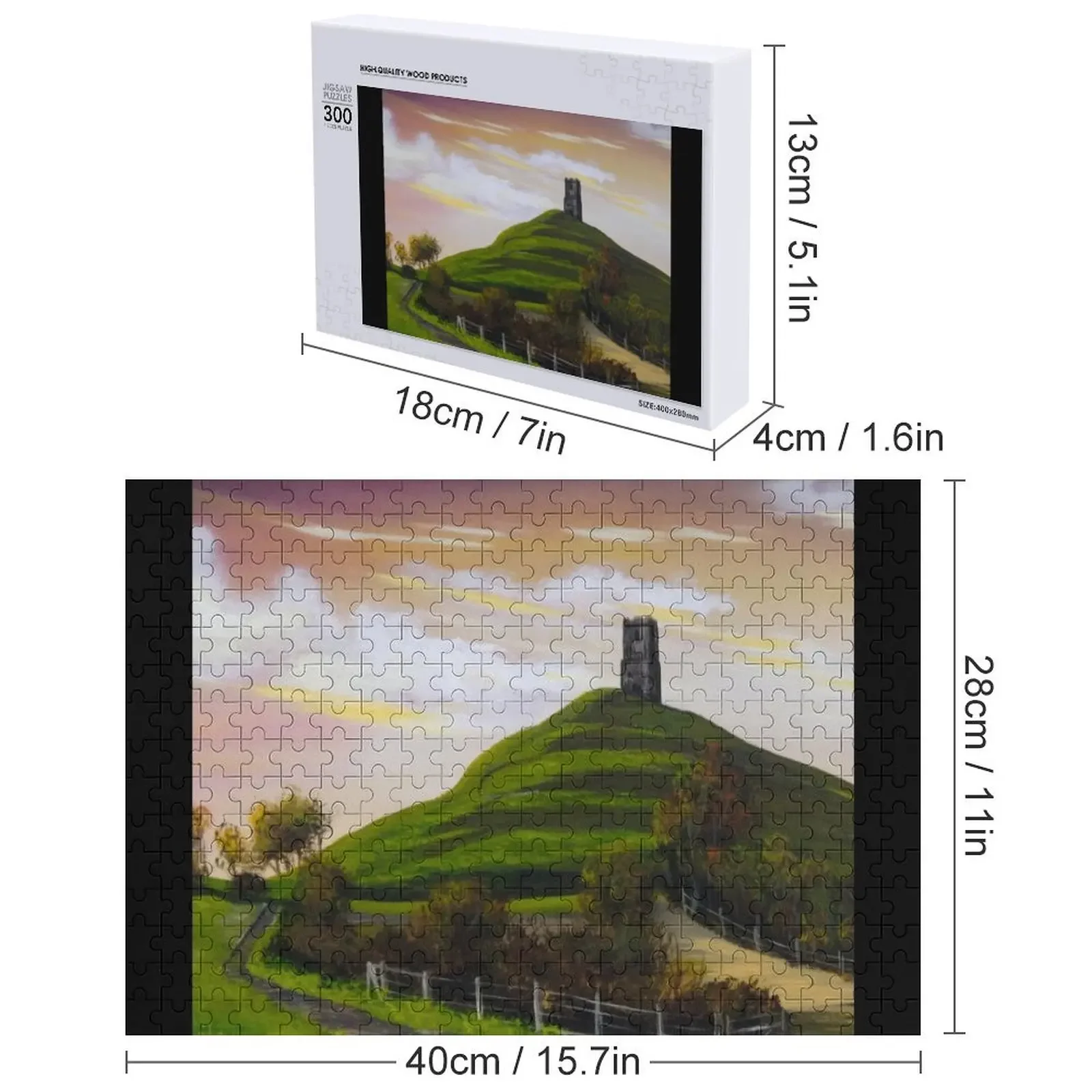 Glastonbury Tor Puzzle Jouets personnalisés Nom en bois Puzzle personnalisé personnalisé