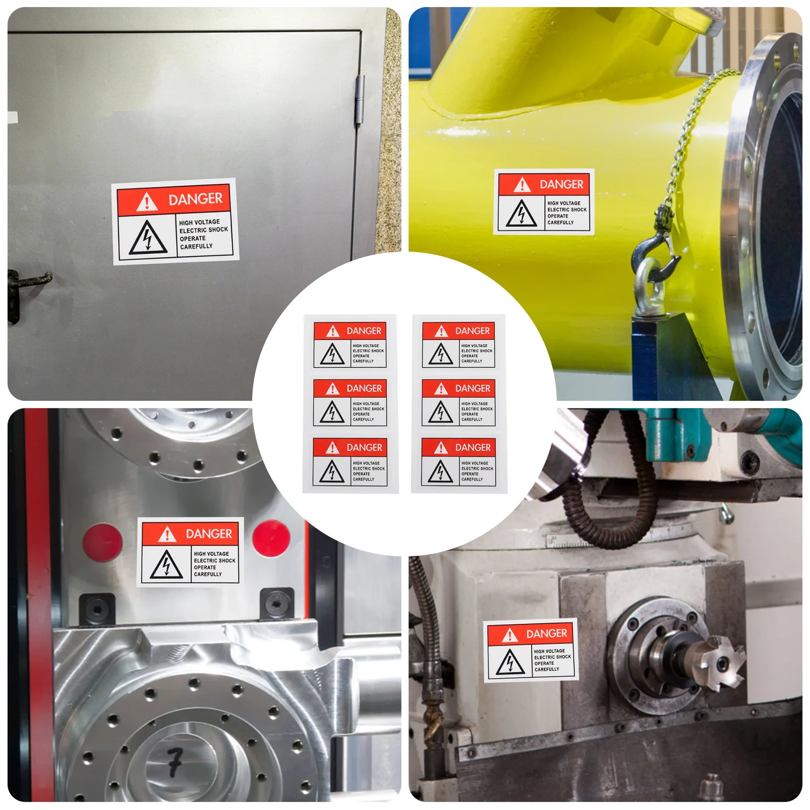 6pcs Electric Shocks Warning Sticker Universal Equipment Safety Decal For Warehouse Office School Factory Pp Material Durable
