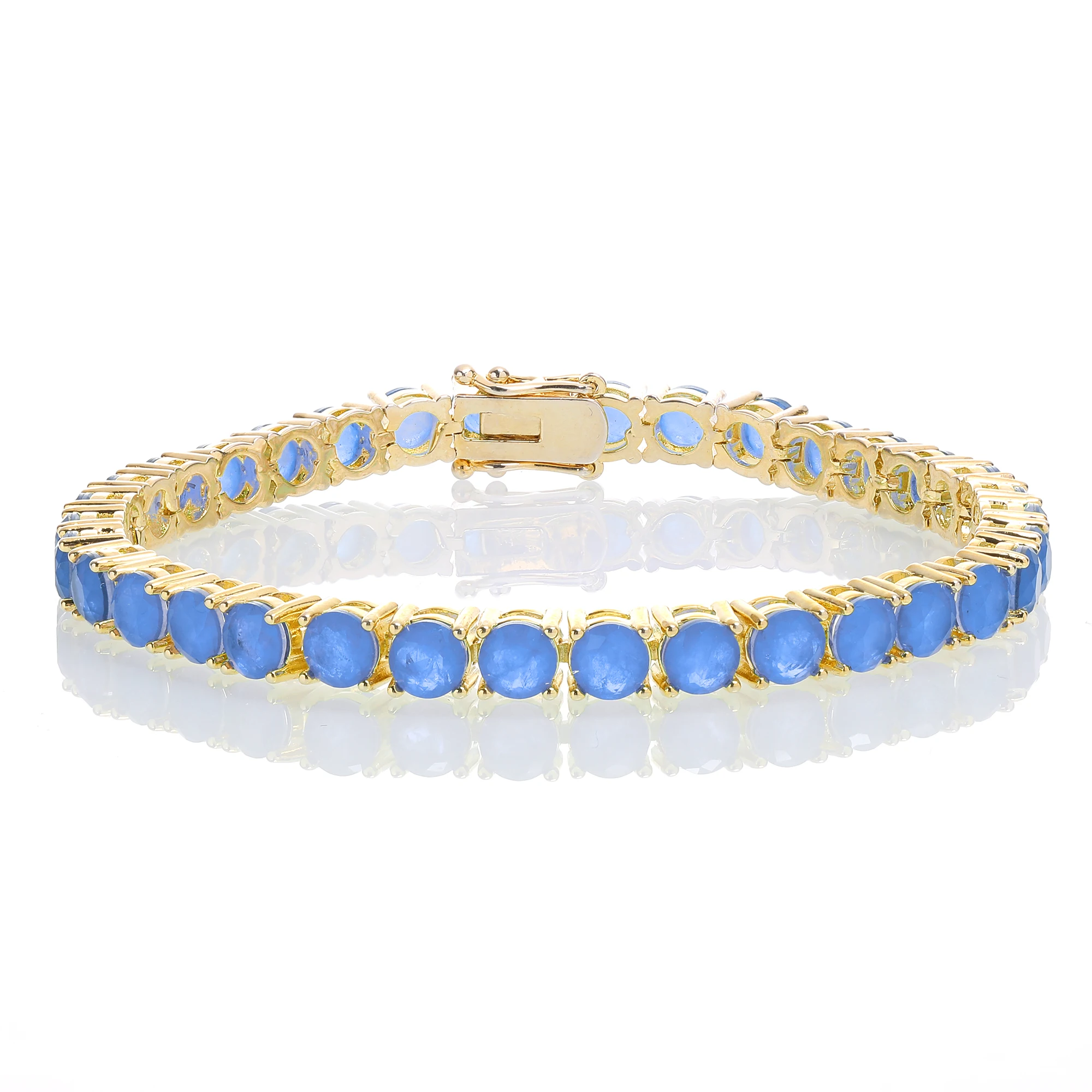 

Vientiane Jewelry Fusion Теннисный браслет Синий - позолоченный круглый теннисный браслет с двойным камнем