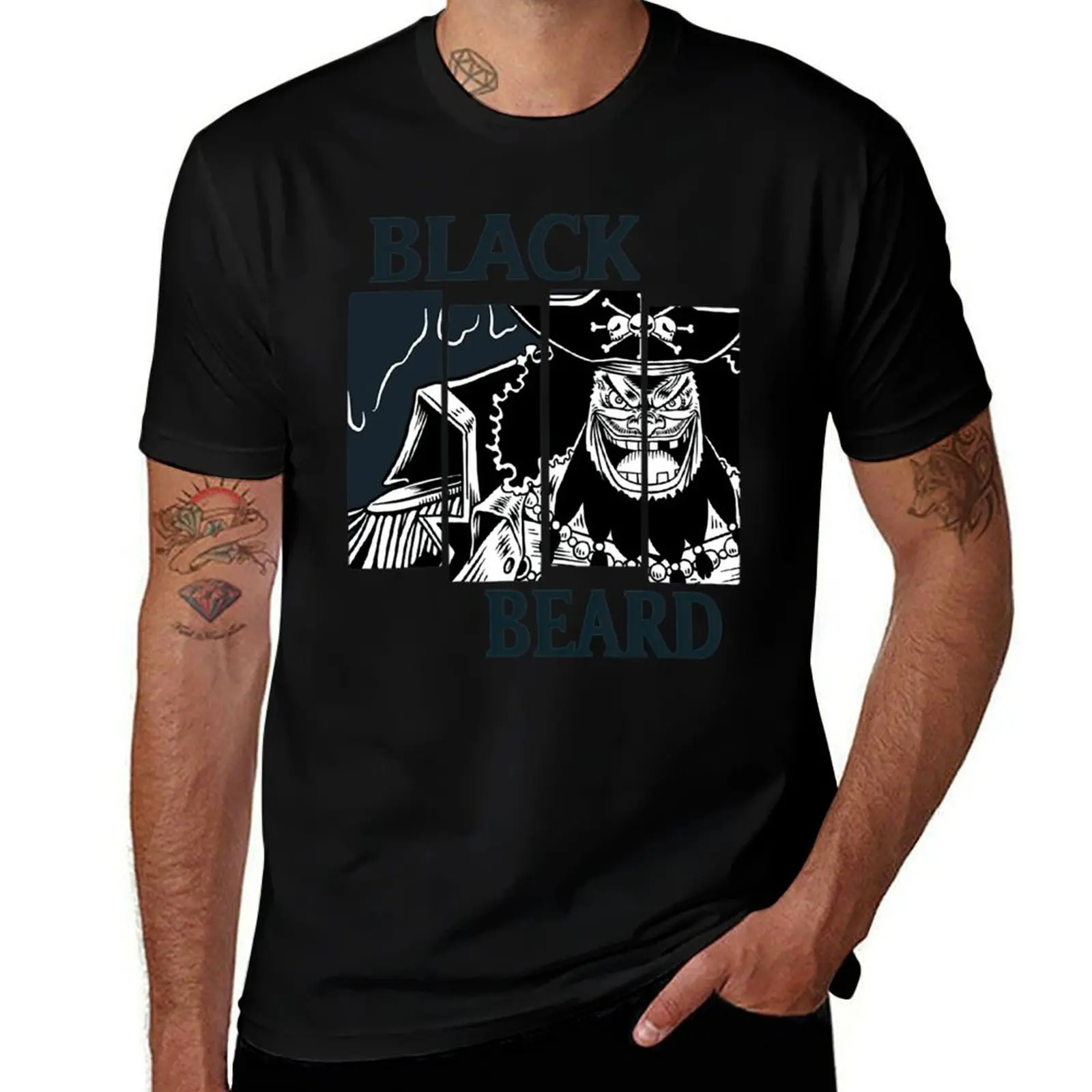 

Black beard Kurohige T-Shirt topping blacks oversized graphic tee Short sleeve tee men