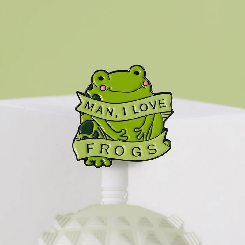 Man I Love Frogs Enamel Pins MILF Brooches Collar Badges Backpack Funny Animal Puns Jewelry Gift for Friends