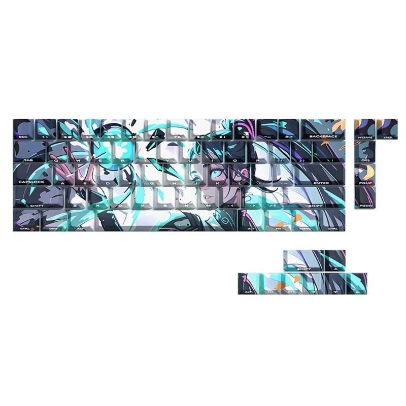 

Q22A Anime Keycaps Cartoon 74 Keys PBT Keycap Mechanical Keyboards Caps for 61 67