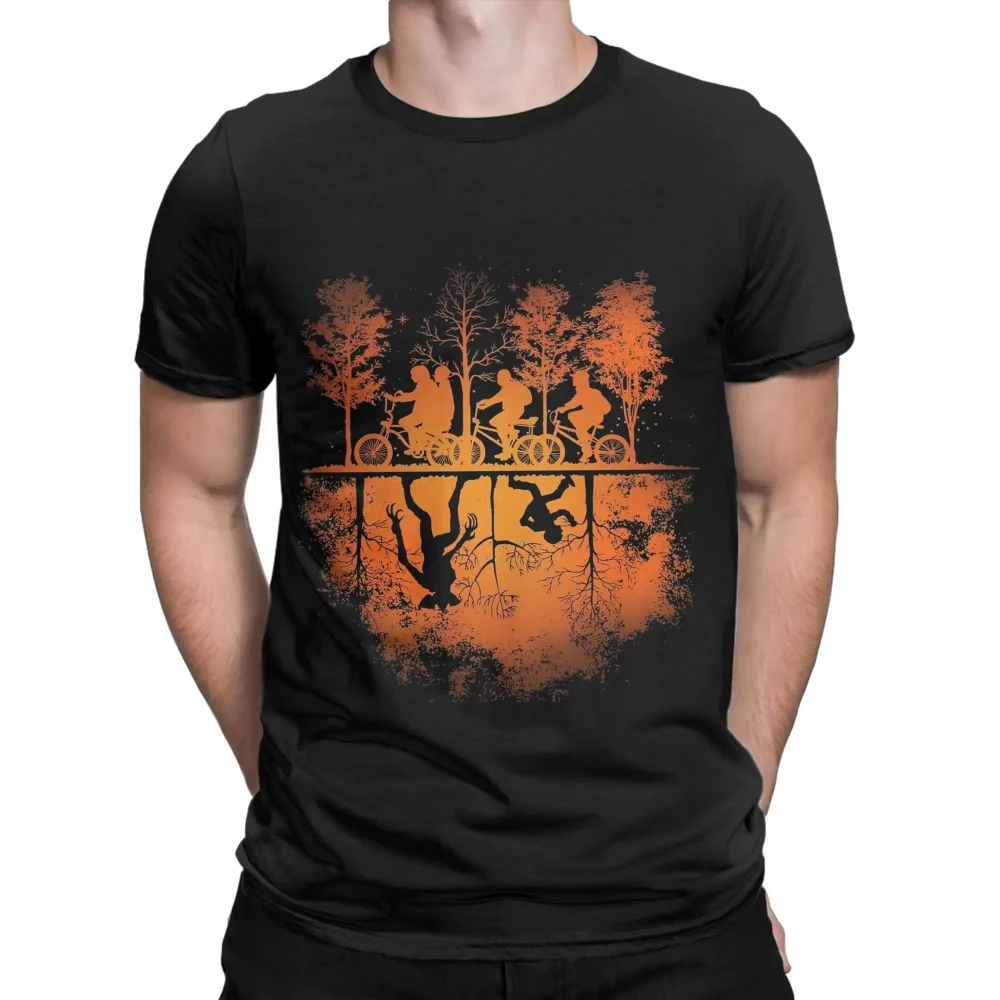 Fun Short Sleeved Men's Stranger Hawkins Party Tour T-shirt Street Clothing Casual Street Style Summer Loose Street