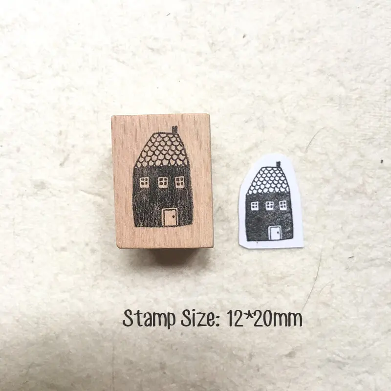 ختم صغير كاواي لسكرابوكينغ ، طوابع خشبية يوميات بطاقة ذاتية الصنع ، منزل صغير غريب الأطوار والطيور #4