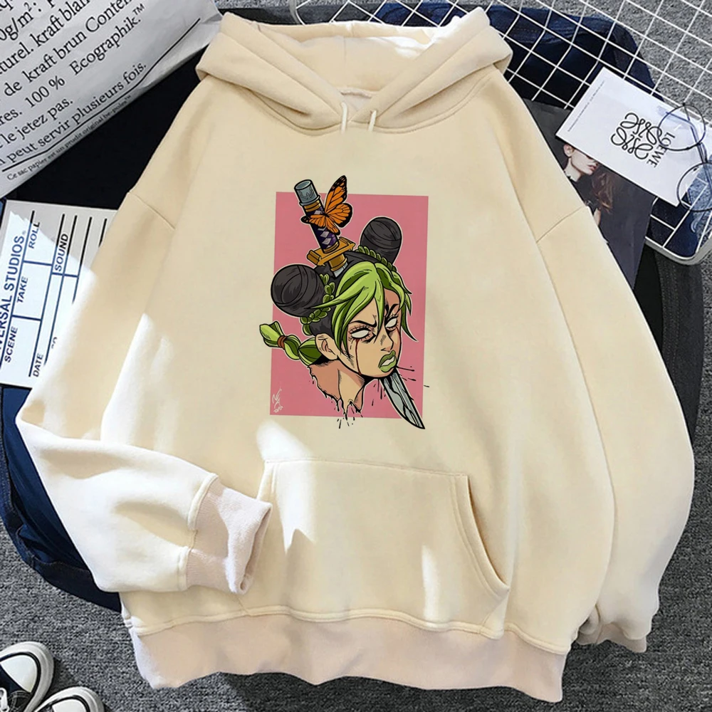 

Jojo Bizarre Adventure hoodies women Fleece 90s anime funny clothes Hood women aesthetic pulls