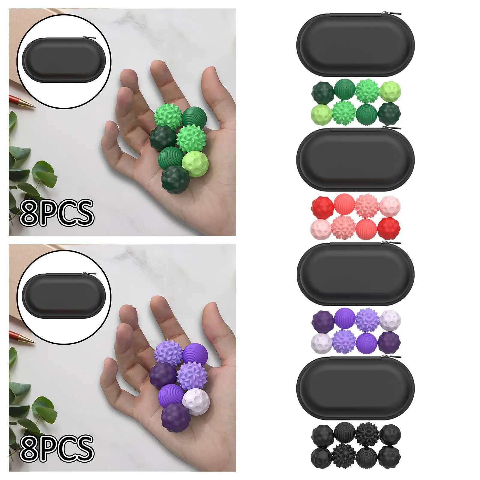 8Pcs Sensory Toy Balls Fine Motor Skill Relaxing Toy for Birthday Teens Gift