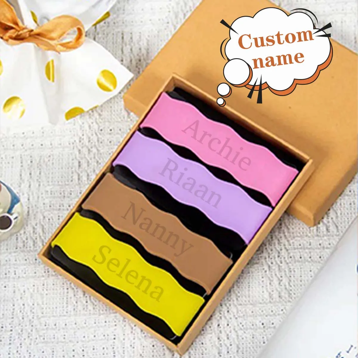 Custom Name Silicone Cup Sleeve Band Engraved Anti-Slip Tumbler Wrap Soft Flexible Colorful Water Bottle Grip Strap For Kids view 3