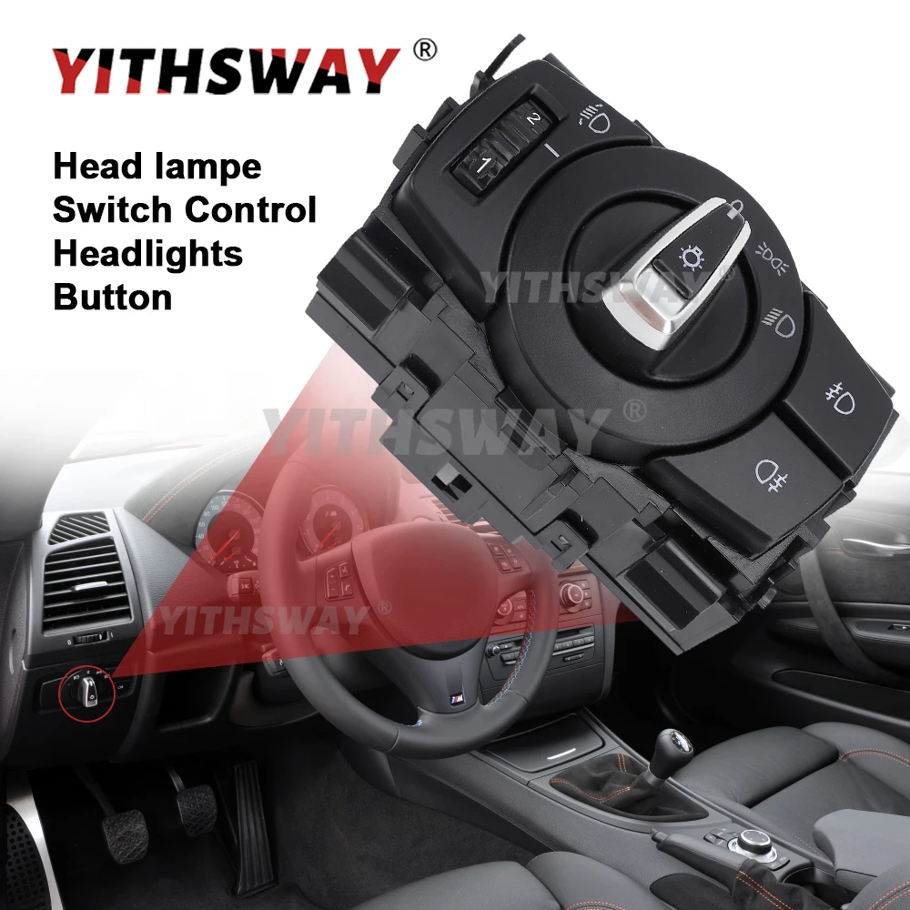 

61319169405 Car Headlight Head Lamp Switch Knob Button Headlight Switch for BMW 1 3 X1 Series E82 E88 E90 E91 E84 2008-2015