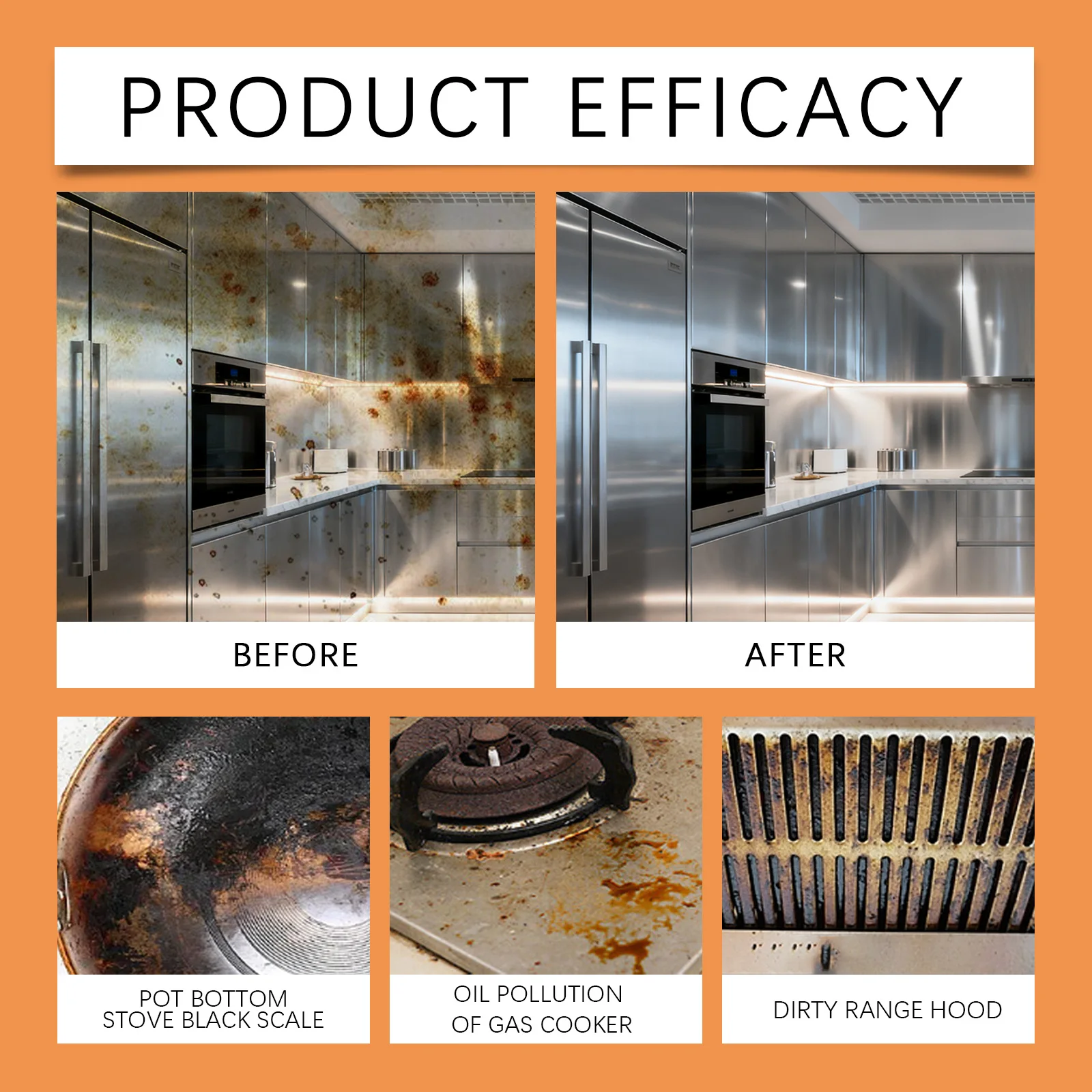 30ml Stubborn Grease Cleaner Travel Size No Rinse Kitchen Degreaser Foam Spray for Stovetop Oven Range Hood Microwave