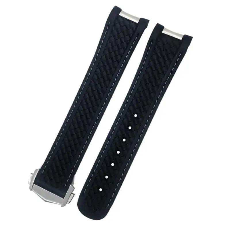 

ONECMN 20mm 21mm Fluorous Rubber Watchband For Omega Seamaster Watch AT150 AQUA TERRA 150 FKM Soft Strap Folding Buckle