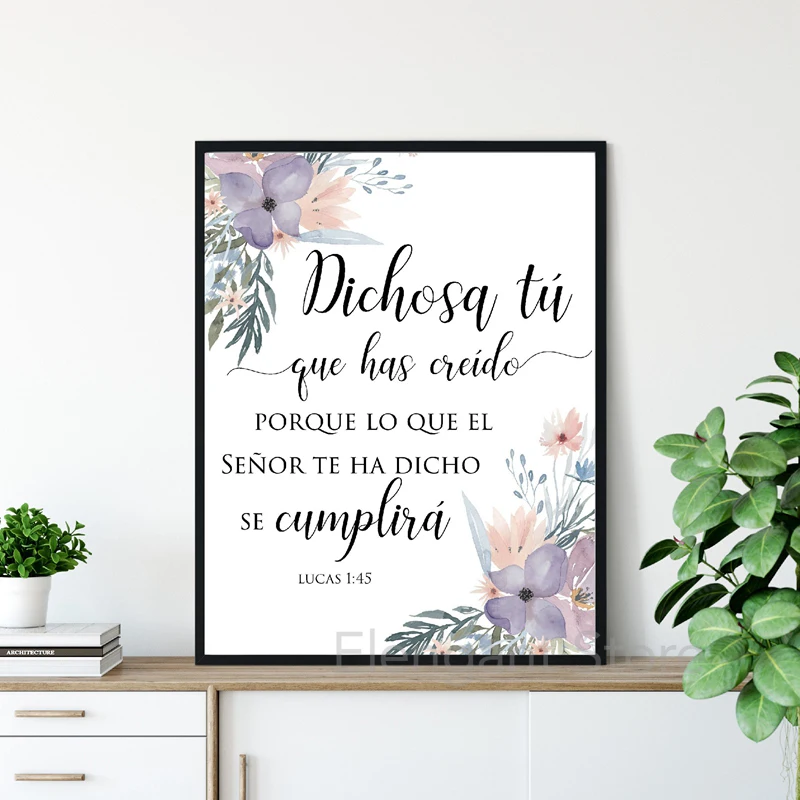 Spanish Bible Verse Quotes Print God Christian Wall Art Decor ,  Para Dios todo es Spain Wall Picture Floral Poster Home Decor
