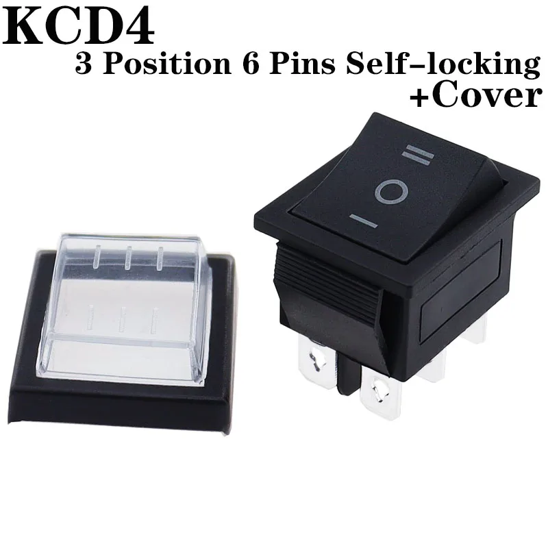 1PCS KCD4 25X31mm Schwarz Rocker Schalter 6 Pin 3 Position ON-OFF-ON Doppel Reset/Latch Schalter 16A 250V 20A 25A 125VAC
