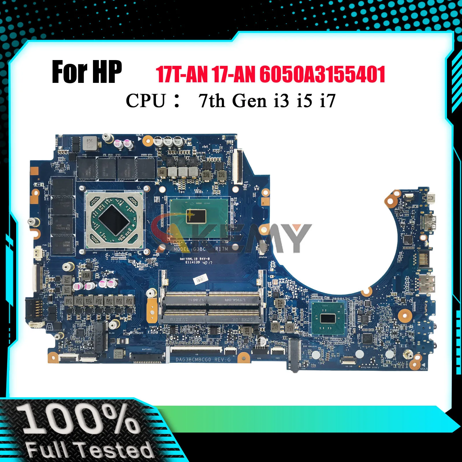 

DAG3BCMBCG0 For HP Omen 17T-AN 17-AN Laptop Motherboard 929522-601 929522-001 With i7 CPU RX580 4GB 8GB GPU 100% Fully Tested