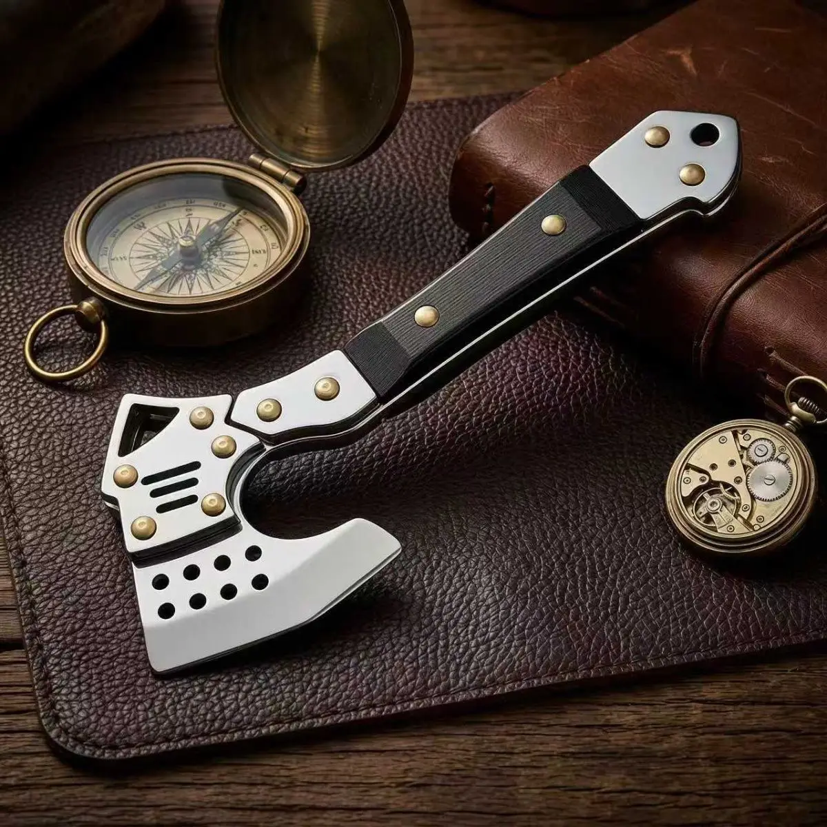Outdoor Portable EDC Mini Short Handle Carbon Steel Tactical Axe Camping Hiking Emergency Tool