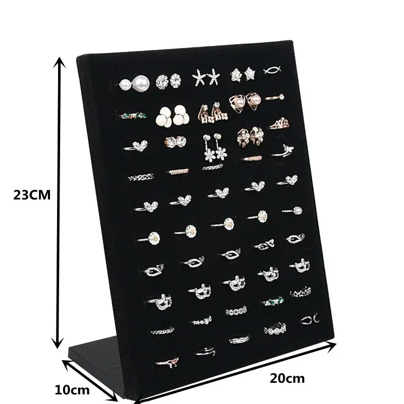 Household Portable Simple Black Gray Velvet Display Case Jewelry Ring Displays Stand Board Holder Box Plate Storage Desk