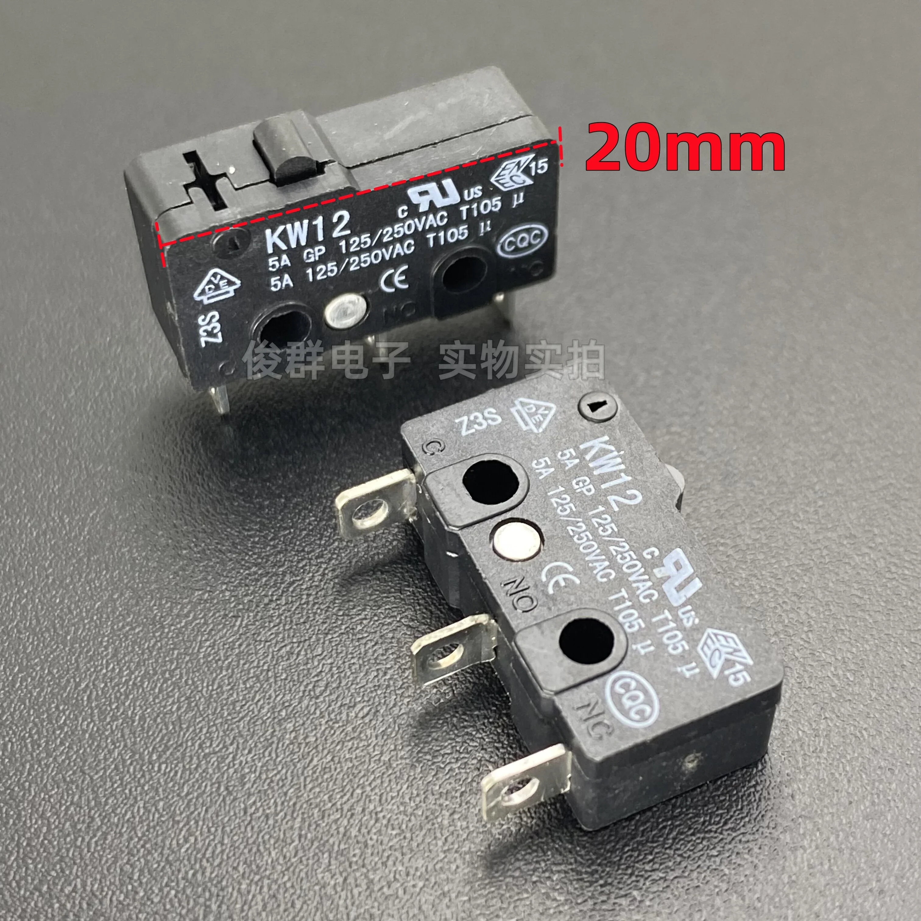 20pcs/micro switch KW12 light touch point key travel limit detection reset power button 3 feet 5A