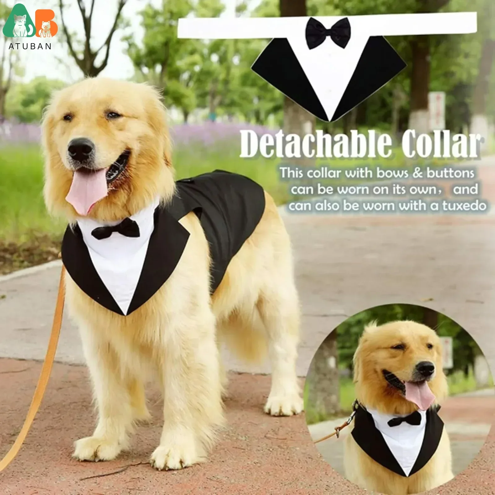 Dog costume large dog tuxedo with detachable,dog wedding costume suitable for large and medium dogs,golden retrievers, labradors