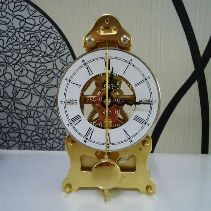 All Copper Movement Mechanical Clock Decorative Table Clock Metal Perspective View