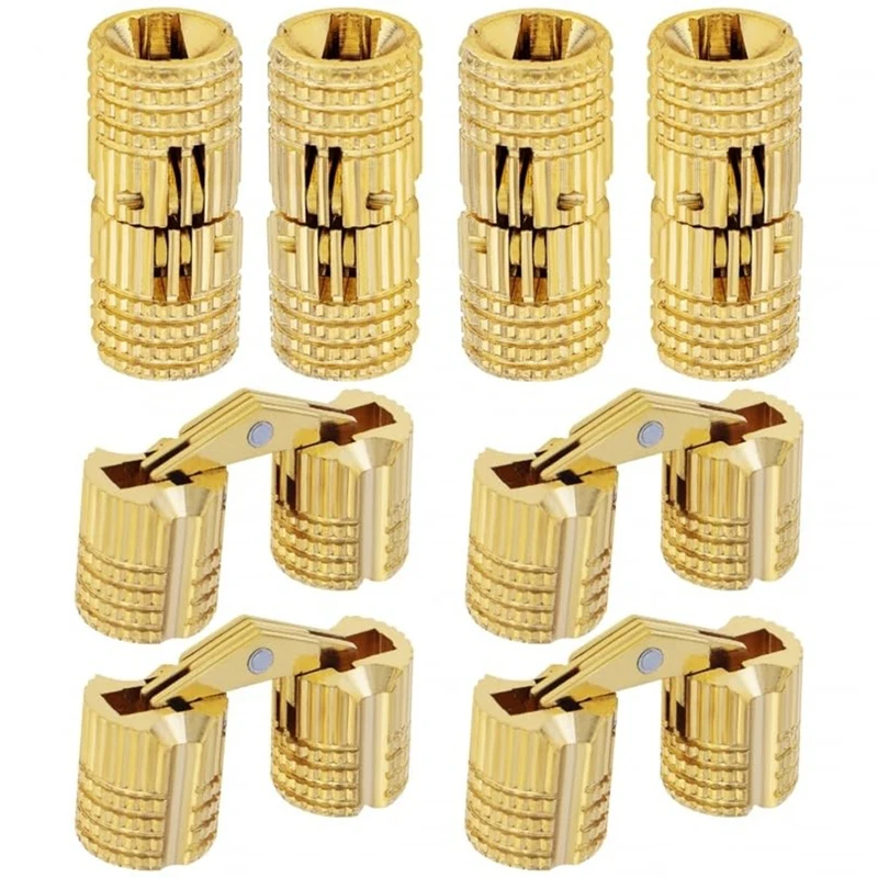 

8Pcs 10 Mm Brass Barrel Hinges,180 Degree Opening Angle Concealed Furniture Hinges For DIY Jewelry Box Hand Craft