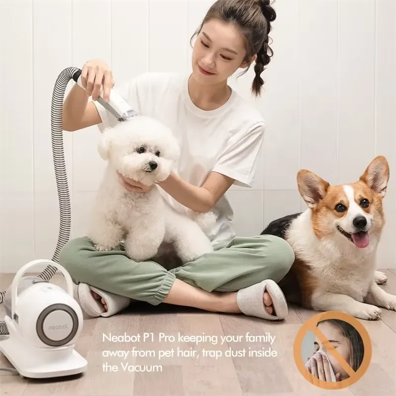 Neabot Dog Grooming Kit Innovative Pet Vacuum Cleaner with Crevice Tool Brush Trimming 5 in 1 for Clipper of All Pet Hair view 3