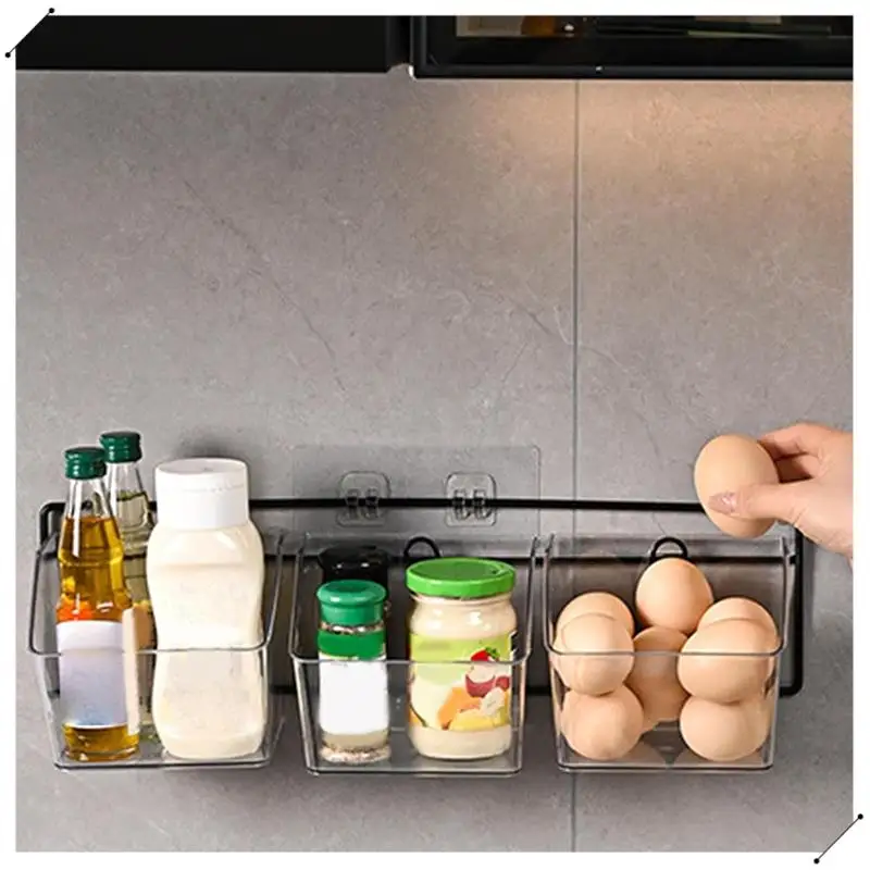 3 Compartments Wall Mounted Ginger Garlic Container Countertop Onion And Potato Storage Box With Metal Rack Durable Length 43Cm