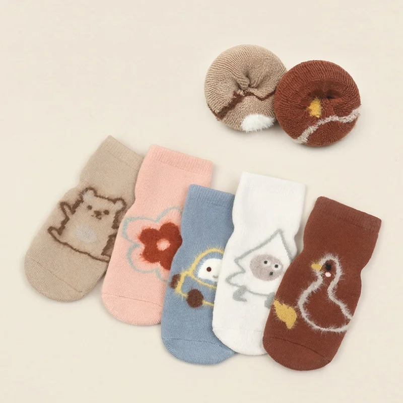 0-5Years Winter Kids Socks Anti Slip Soft Cotton Toddler Thicken Warm Sock Cute Cartoon Animal Baby Floor Socks for Boy Girl New