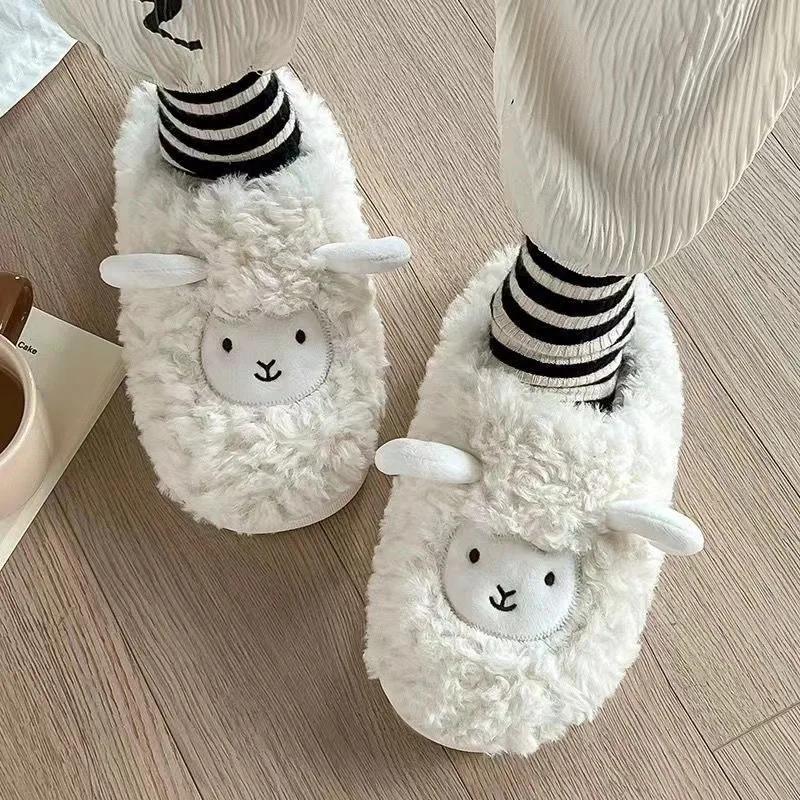 

Хлопковые тапочки женские милые мультяшные девушки сердце овечье перетаскивание зимние домашние домашние мягкие плюшевые хлопковые тапочки