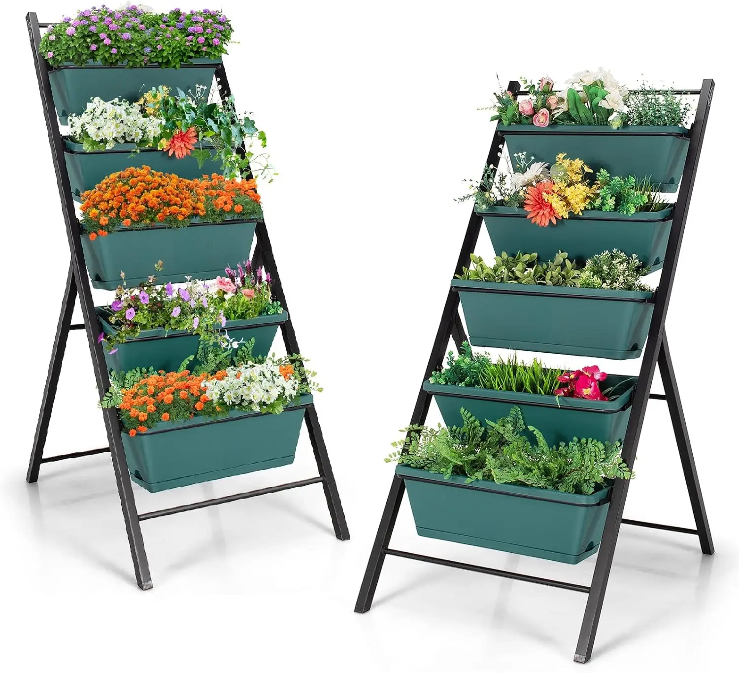 

5-Tier Vertical Garden Planter, 5-Layer Raised Garden Bed with 5 Detachable Planter Boxes & Metal Frame, Indoor Outdoor Elevated