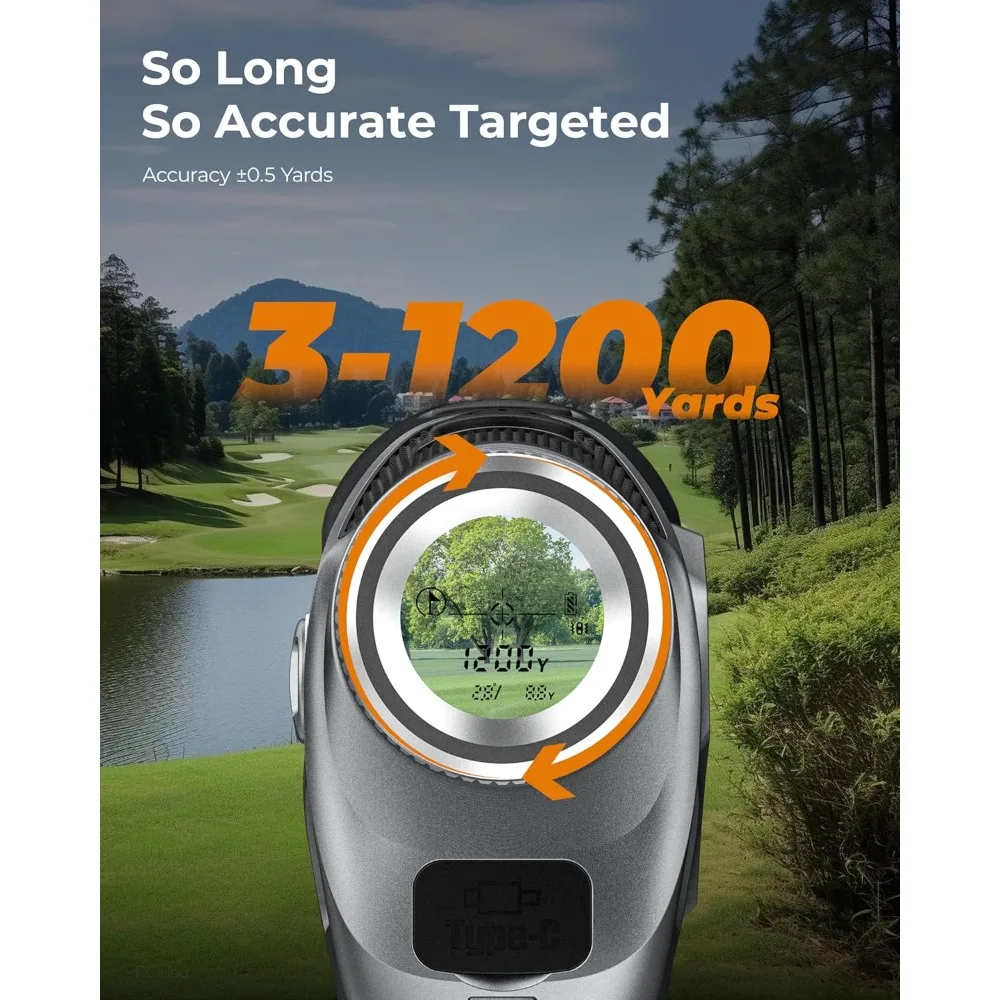 Golf Laser Rangefinder with Slope,850 Yards Rechargeable Golf Range Finder Magnetic,Continuous Scan,7X Magnification