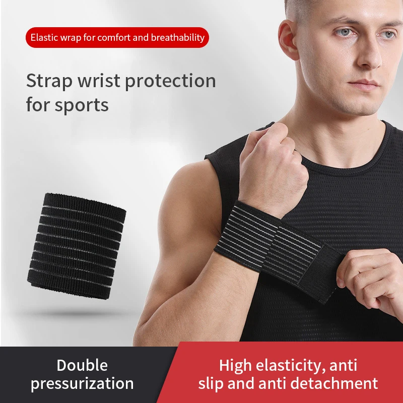 Sport Elastic Bandage Nylon Wrist Support Bracer Wristband Adjustable Portable Brace Support for Outdoor Activity