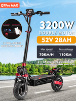 BOYUEDA Q7Pro Max E-Scooter 3200W Dual Motor 52V28AH Battery NFC Activated App Control Escooter Silent Tires Electric Scooter