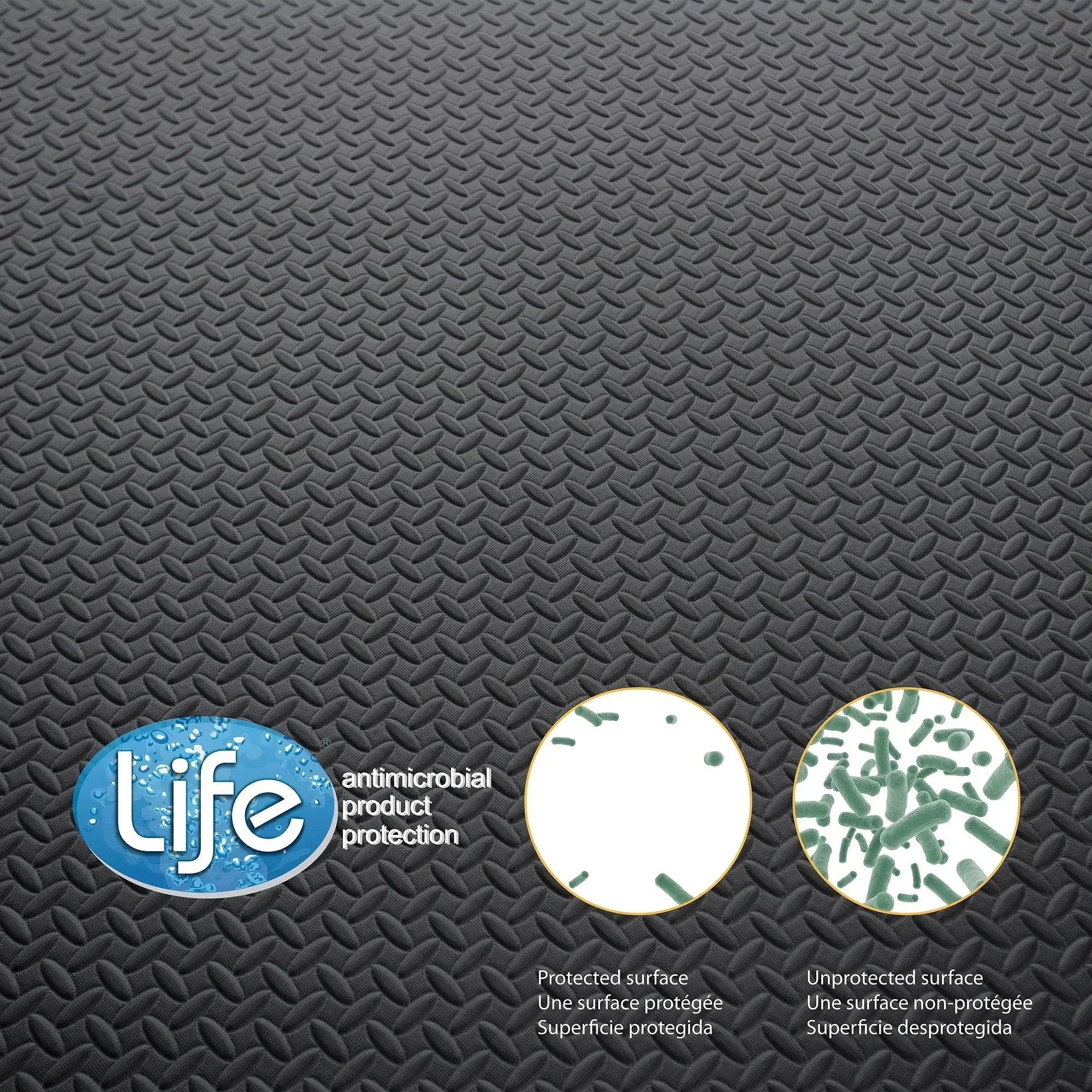 سجادة تمارين إسفنجية EVA مضادة للميكروبات باللون الأسود مقاس 7 مم 46 × 9 بوصة، سجادة لياقة بدنية لحماية صالة الألعاب الرياضية المنزلية والتمرين