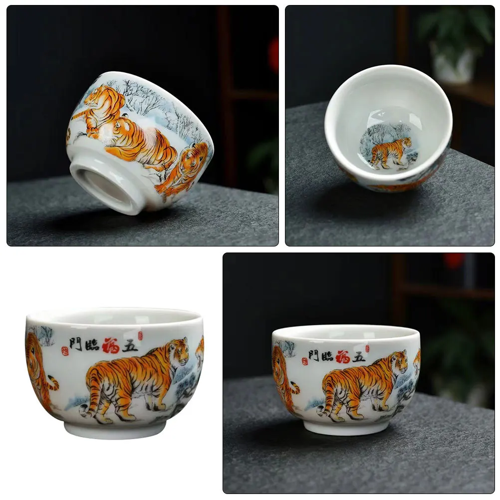 

Hand Painted Ceramic Tea Cup Classic Design High Temperature Resistant Comfortable Grip for Home Tea Restaurant Gift