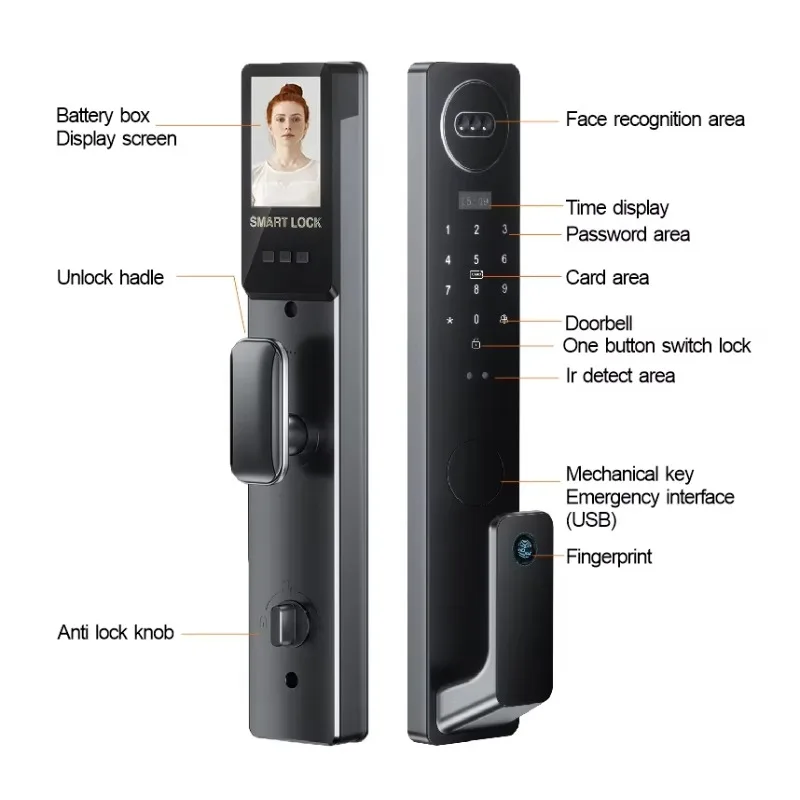 STLF 3d Face Recognition Smart Lock with Wifi Cerradura Inteligente Biometric Fingerprint Security Automatic Door Smart Lock