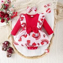 2PCS Autumn Girls Aged 0-1 Are Sweet, Cute And Gentle, Rainbow Skirts, Long-Sleeved Clothes, Triangular Climbing