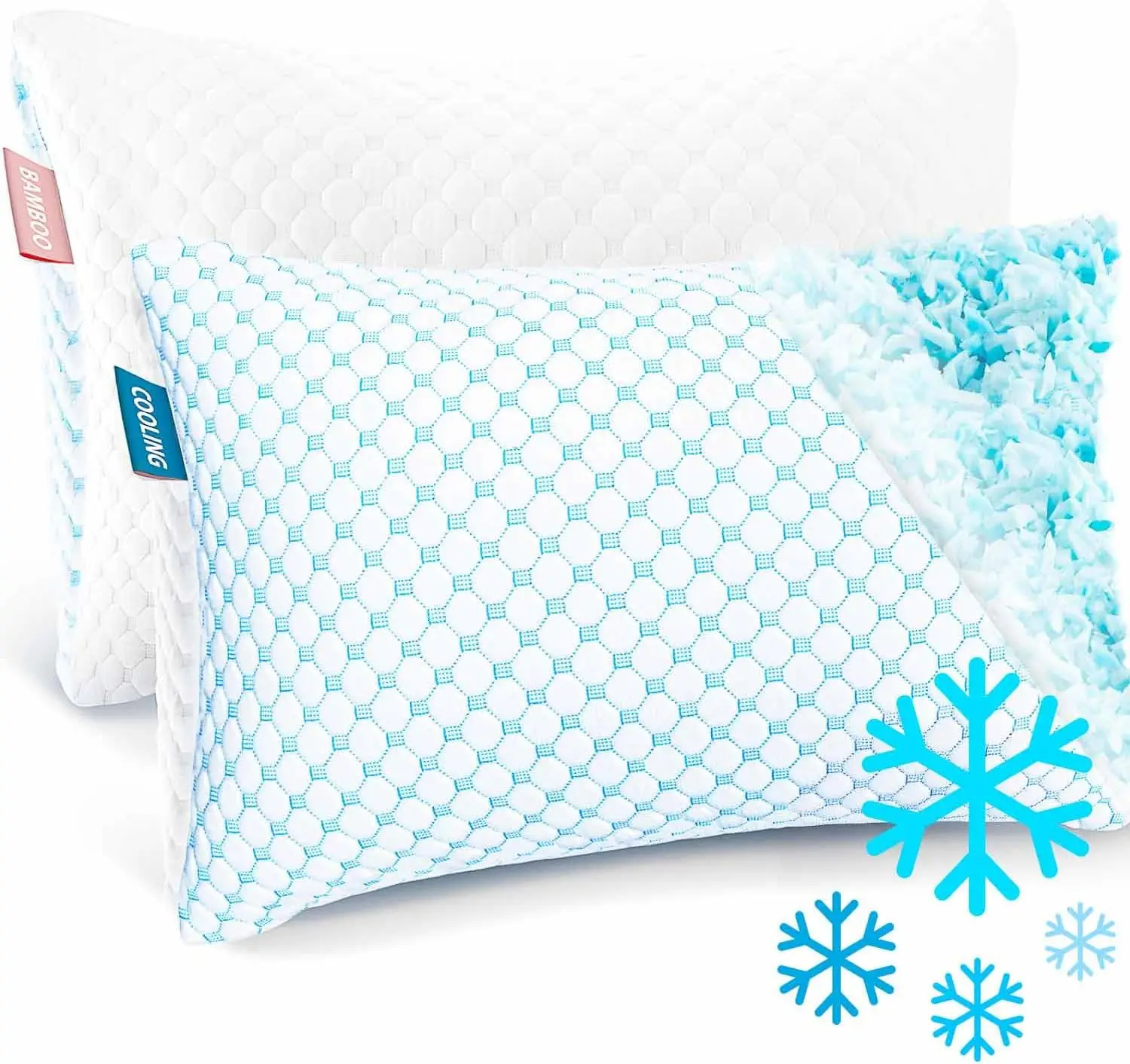 Nestl Cooling Kids Pillow for Sleeping 4 Pack, Luxury Shredded Memory Foam Pillows Kids Size, Adjustable Cold Gel Pillows for Hot Sleepers Supportive Cool Pillow for Side Back Stomach Sleepers