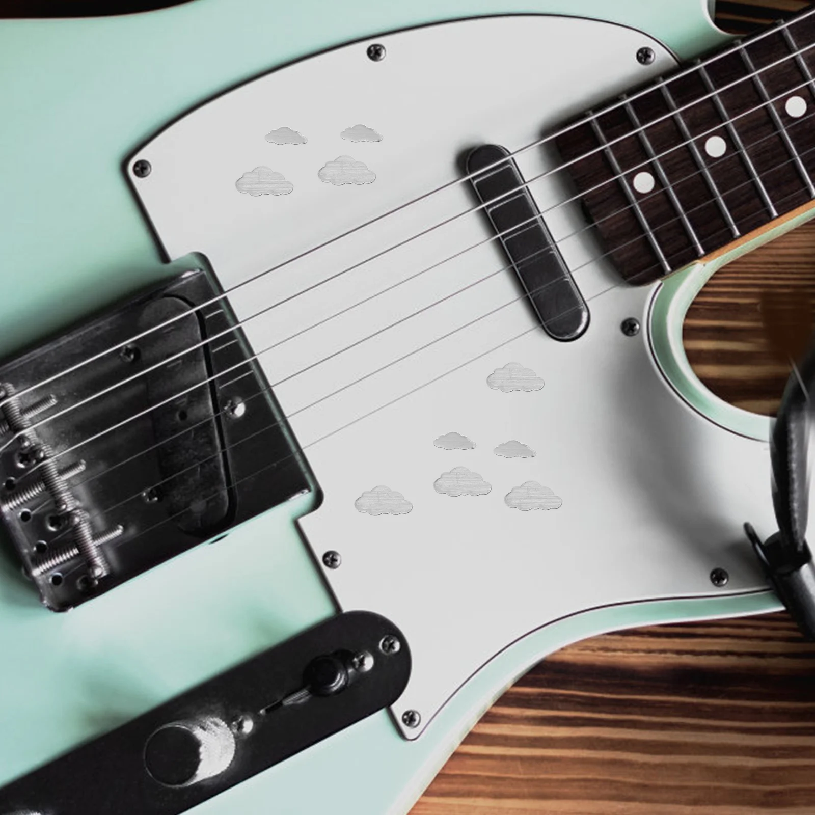 

1 Sheet Guitar Fretboard Stickers White Shell Cloud Shape Easy Apply Removable Durable Decal Set for Electric Ukulele Bass