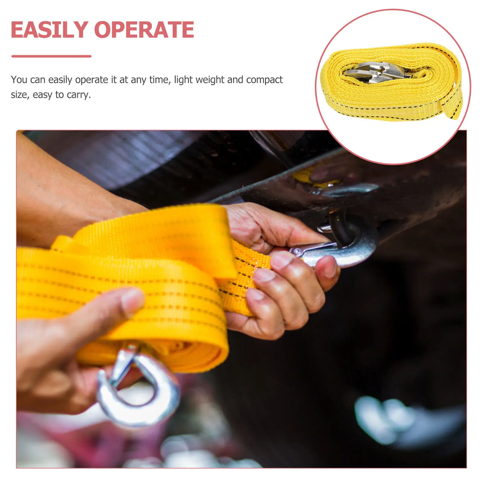 3M Fluorescent Heavy Duty Tow Rope Motorcycle Bicycle Car Emergency Recovery Rope Portable Lightweight Towing Strap