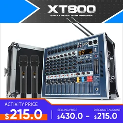 Fuloode XT800 Professional 8/12-Channel Powered Mixer with Built-in Effects, High Power, Flight Case
