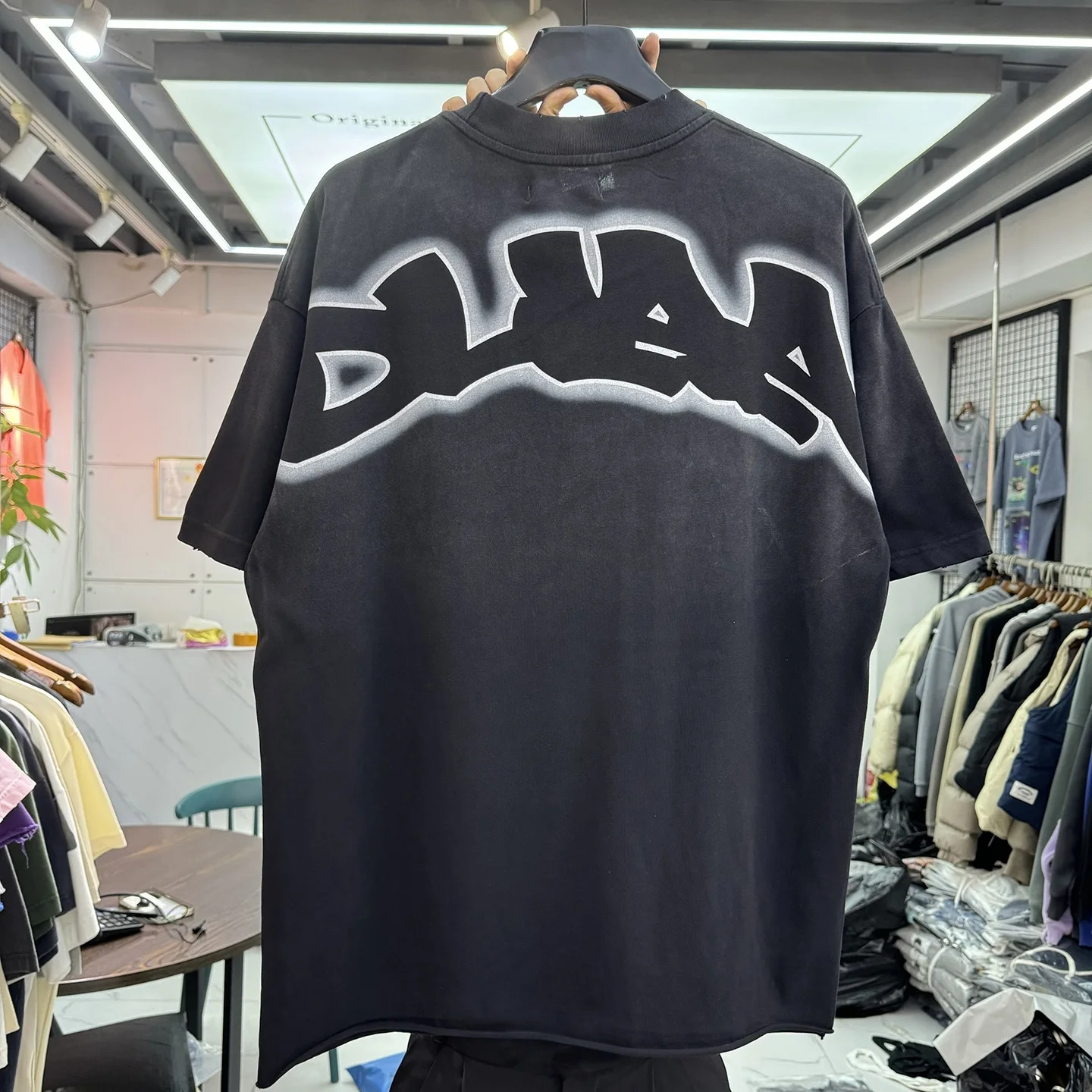 American Street Style Tiger Letter Print Rhinestone Short Sleeve Loose Fit round Neck T-Shirt Men's Summer Trendy Top