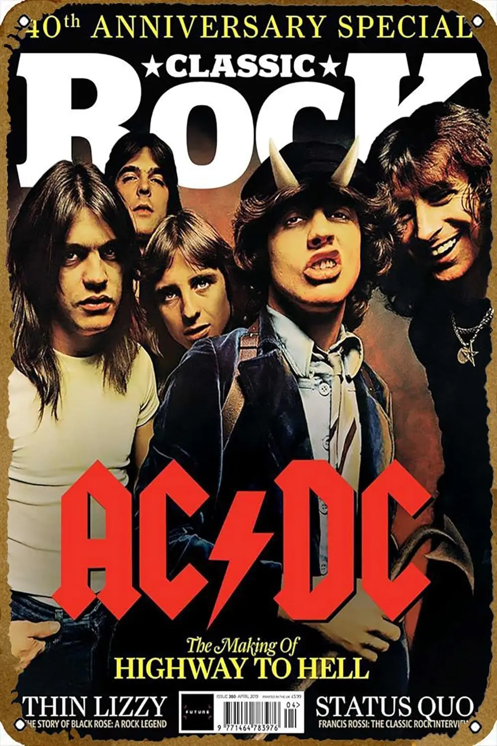 40th ANNIVERSARY SPECIAL HIGHWAY TO HELL Music Poster Bar Cafe Wall Karaoke Retro Metal Tin Sign Man Cave Decor Rock Band Art