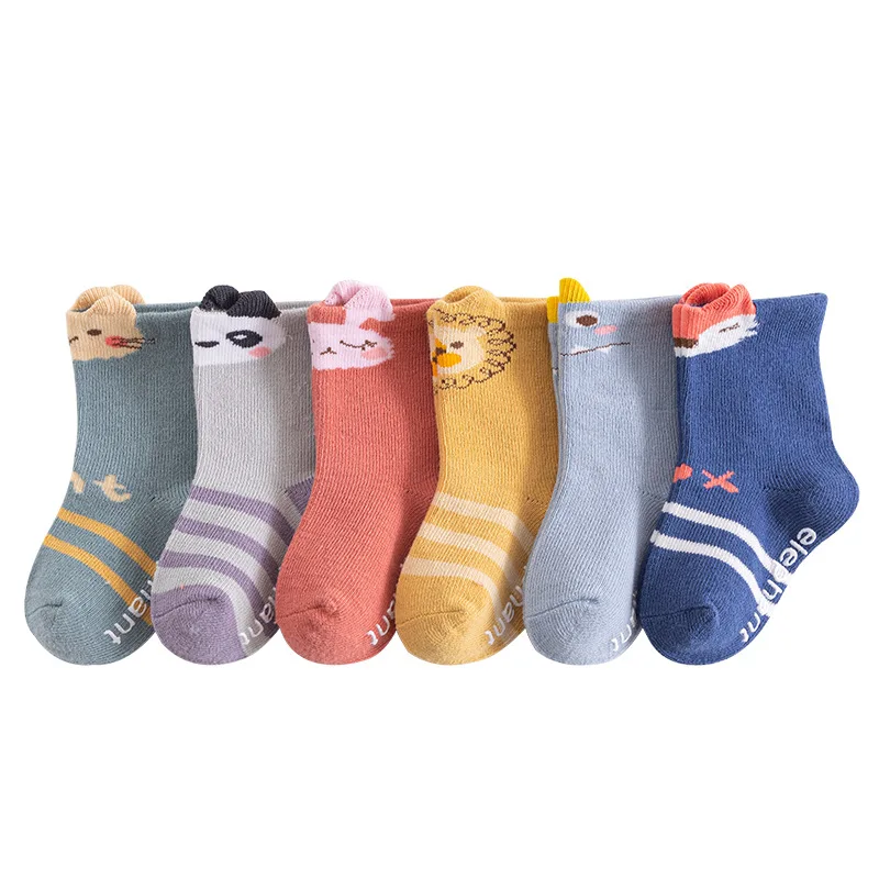 

3Pairs Newborn Baby Socks Kids Cotton Animal Fadeless Soft Warm Children's Socks Non-Slip Sole，Deposit First to Get Discount